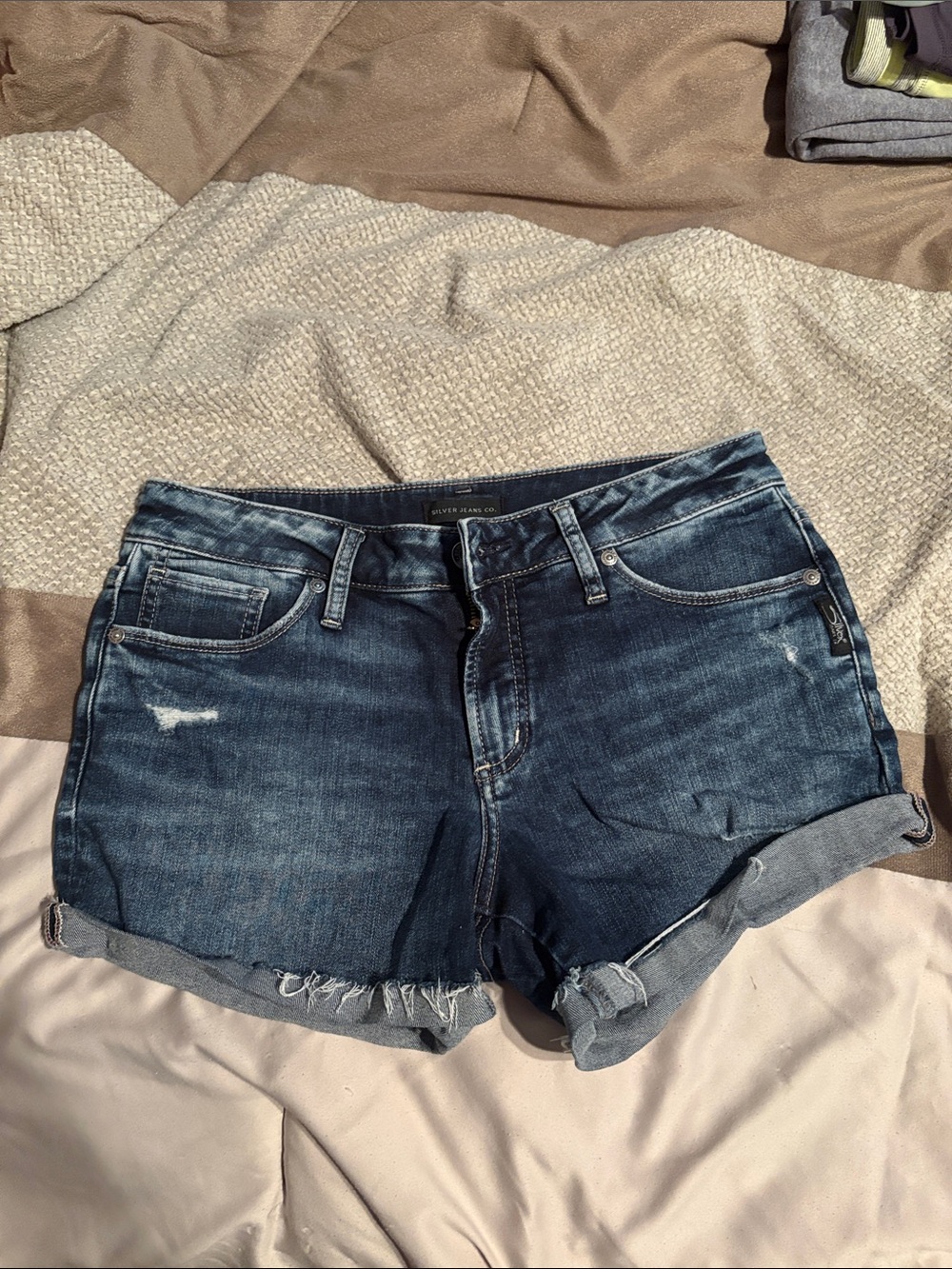 Silver Jeans Suki Dark Blue Rolled Cuff Denim Shorts
